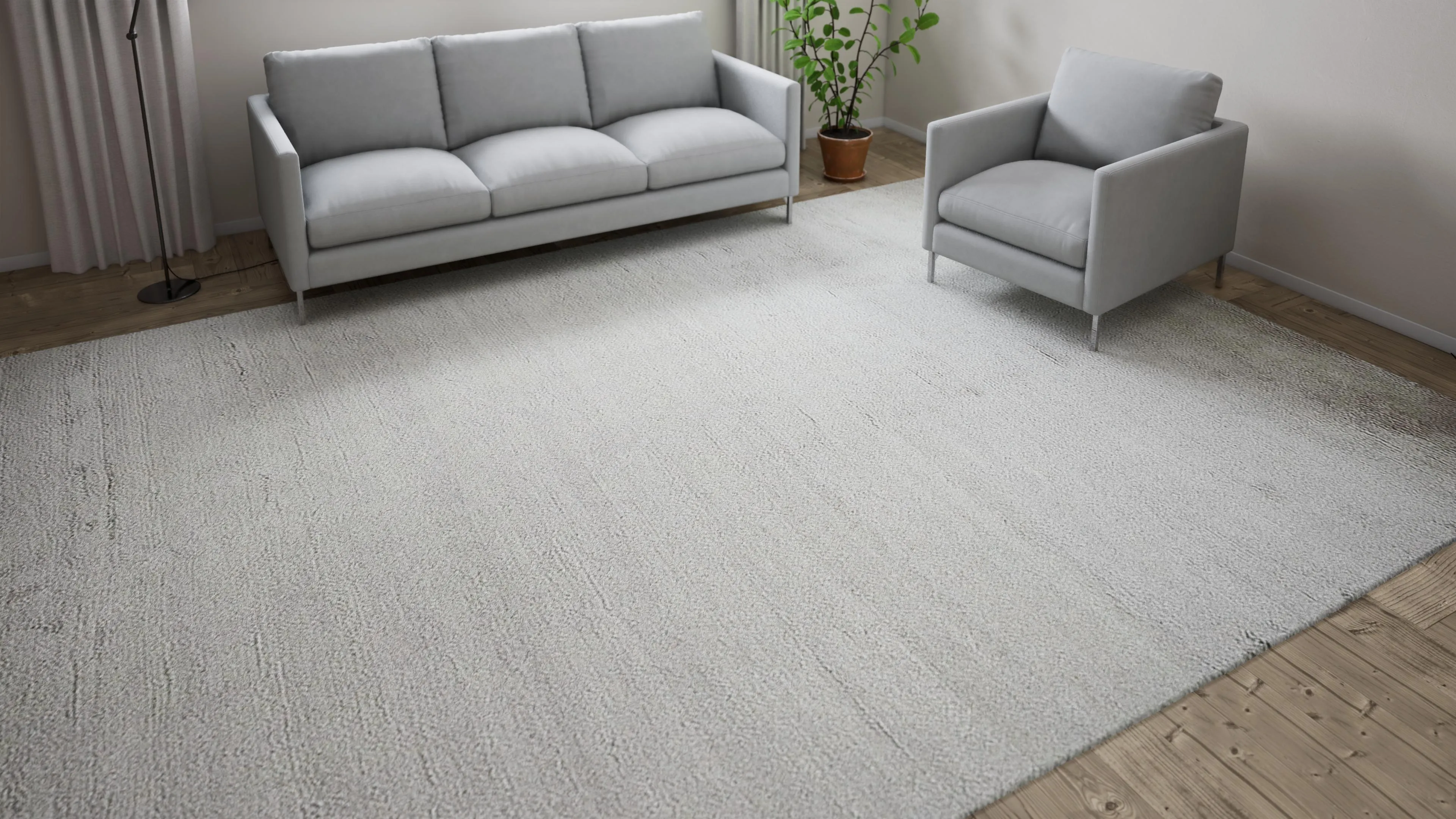 Grey Textured Cashmere & Wool Rug - 10' x 14'